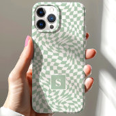 セージグリーン ウェーブ チェック モノグラム Case-Mate iPhoneケース