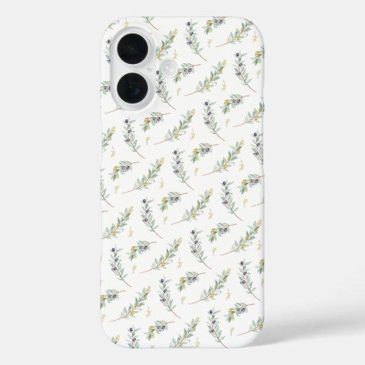 セージグリーン+ウォーターカラー フランス カントリー オリーブ柄 Case-Mate iPhoneケース (裏面)
