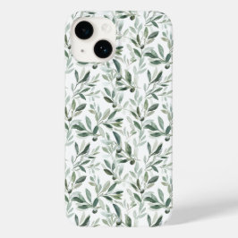 セージグリーン+ウォーターカラー フランス カントリー オリーブ パターン Case-Mate iPhone 14ケース