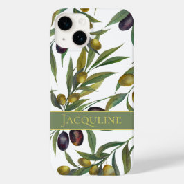セージグリーン+ウォーターカラー フランス カントリー オリーブ パターン Case-Mate iPhone 14ケース