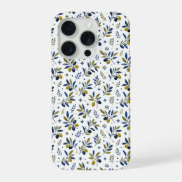 セージグリーン+ウォーターカラー+フレンチカントリー+オリーブ柄 iPhone 15 PROケース