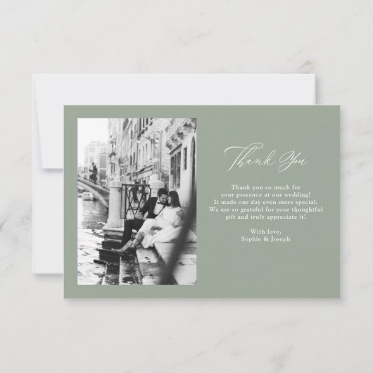 セージグリーン | エレガイタリアンンス二結婚枚 サンキューカード (裏面)