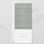 セージグリーン エレガント スクリプト オールインワン ウェディング 招待状 (裏面)