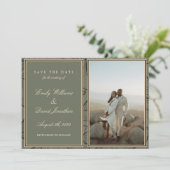 セージグリーン エレガント フラワーラインアート フォト 招待状 (スタンド正面)