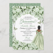 セージグリーン エレガント フラワー キンチェアネラ 招待状 (正面/裏面)