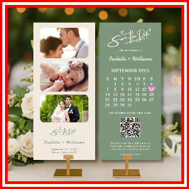 セージグリーン カレンダー | QRコード Save the Date