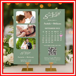 セージグリーン カレンダー | QRコード Save the Date