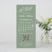 セージグリーン カレンダー | QRコード Save the Date (スタンド正面)