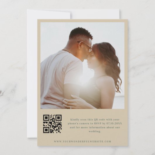 セージグリーン&クリームはっきりしたタイポグラフィQRコー結婚ド 招待状 (裏面)