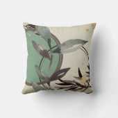 セージグリーン&クリーム抽象芸術ウォーター葉カラー クッション (裏面)