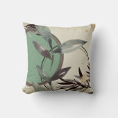 セージグリーン&クリーム抽象芸術ウォーター葉カラー クッション (正面)