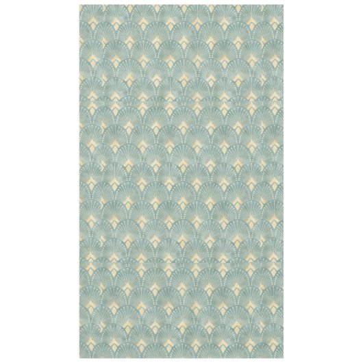 セージグリーン,クリーム,アートデコパターン,ヴィンテージ,田舎風, テーブルクロス (正面)