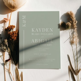 セージグリーン クリーンライン ミニマル ウェディング 招待状