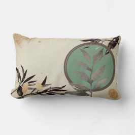 セージグリーン&クリー芸術的ム抽象芸術水彩 ランバークッション