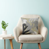 セージグリーン&グレ芸術的ー葉抽象芸術 クッション (椅子)