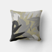 セージグリーン&グレ芸術的ー葉抽象芸術 クッション (裏面)