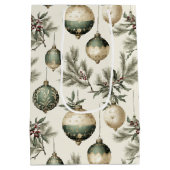 セージグリーン ゴールド クリスマス オーナメント ワイン 小さいサイズ ミディアムペーパーバッグ (裏面)