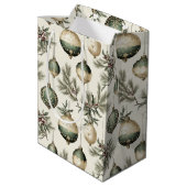 セージグリーン ゴールド クリスマス オーナメント ワイン 小さいサイズ ミディアムペーパーバッグ (裏面アングル)