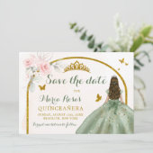 セージグリーン ゴールド プリンセス バタフライ キンセアニエラ 招待状 (スタンド正面)