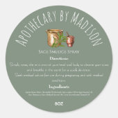 セージグリーン |ハーブ製品の原料ラベル ラウンドシール (正面)