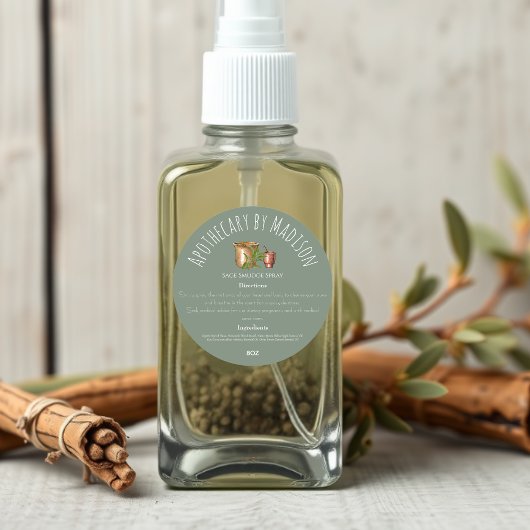 セージグリーン |ハーブ製品の原料ラベル ラウンドシール