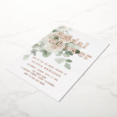セージグリーン&バラ金ゴールドブライダルシャワー 箔招待状 (回転した状態)