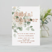 セージグリーン&バラ金ゴールドブライダルシャワー 箔招待状 (立ち正面)