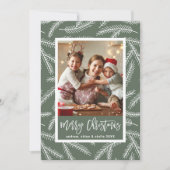 セージグリーン |パイン枝メリークリスマスフォト シーズンカード (正面)
