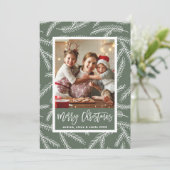 セージグリーン |パイン枝メリークリスマスフォト シーズンカード (スタンド正面)