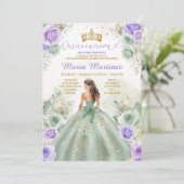 セージグリーン&パープルフラワーズプリンセスキンセアニラ 招待状 (スタンド正面)