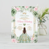 セージグリーン&ピンクフローラミスカンス16誕生日 招待状 (スタンド正面)