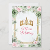 セージグリーン&ピンクフローラミスカンス16誕生日 招待状 (裏面)