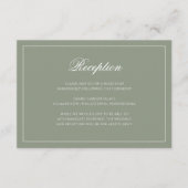 セージグリーン&フォーマルホワイトスクリプトウェディングレセプション エンクロージャーカード (正面)
