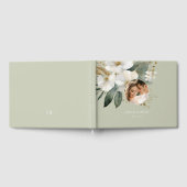 セージグリーン |フローラの水彩写真結婚の写真 ゲストブック (全面)