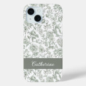 セージグリーン フローラル ヴィンテージ トワル モノグラム Case-Mate iPhoneケース (裏面)