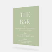 セージグリーン&ベージュ結婚ズのアクリルバー標識 アクリルサイン (傾斜)