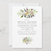 セージグリーン&ホワイトウォーター色フローラブライダルシャワー 招待状 (正面)