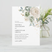 セージグリーン&ホワイトフラワーズ結婚式招待状 招待状 (スタンド正面)