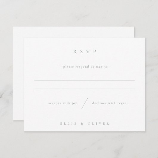 セージグリーン&ホワイトボホ結婚ズモダン 出欠カード (正面/裏面)