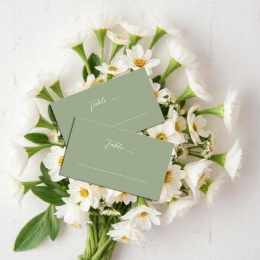 セージグリーン&ホワイトモノグラム結婚ズ プレイスカード