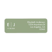 セージグリーン&ホワイトモノグラム結婚ズ ラベル (正面)