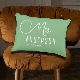 セージグリーン & ホワイト クラシック エレガント アクセント ピロー