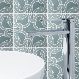 セージグリーン ホワイト ケルト ノット シームレス パターン タイル