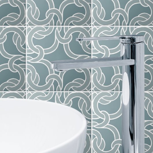 セージグリーン ホワイト ケルト ノット シームレス パターン タイル