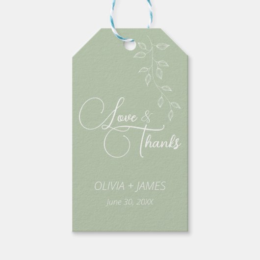 セージグリーン&ボタニカルラージメッセージカード ギフトタグ (正面)