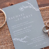 セージグリーン ボホ モダン ステンシル フラワーボタニカル 招待状