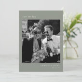 セージグリーン ミニマル エレガント フォト セーブ・ザ・デート 招待状 (スタンド正面)