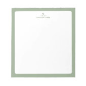 セージグリーン |メモシンプル帳パーソナライズされたハート ノートパッド (正面)