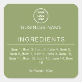 セージグリーン モダン ロゴ 成分一覧ラベル スクエアシール