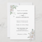 セージグリーン | ユーカリとマグノリア結婚の 招待状 (裏面)